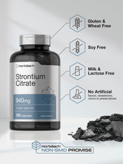 Non-GMO & Gluten Free packaging claim on Horbäach Strontium Citrate
