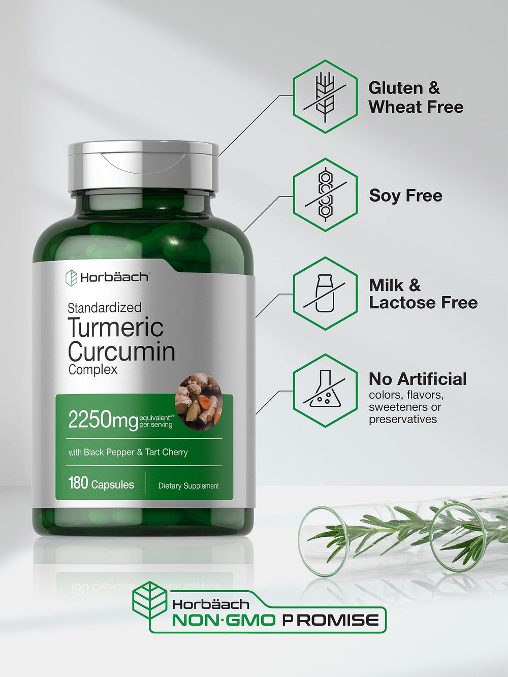 Two-pack Horbäach Turmeric Curcumin supplement box