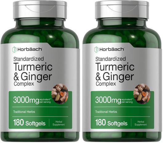 Horbäach Turmeric & Ginger supplement bottle – front label