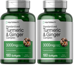 Horbäach Turmeric & Ginger supplement bottle – front label