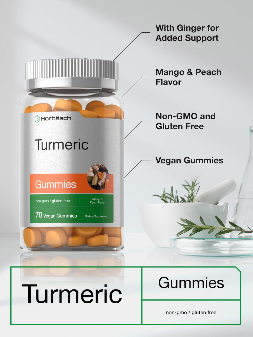 Gluten-free, non-GMO Horbaach gummies packaging