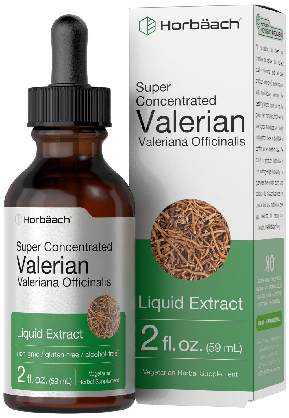 Horbäach Valerian Root Extract Drops bottle, alcohol-free, 2 fl oz