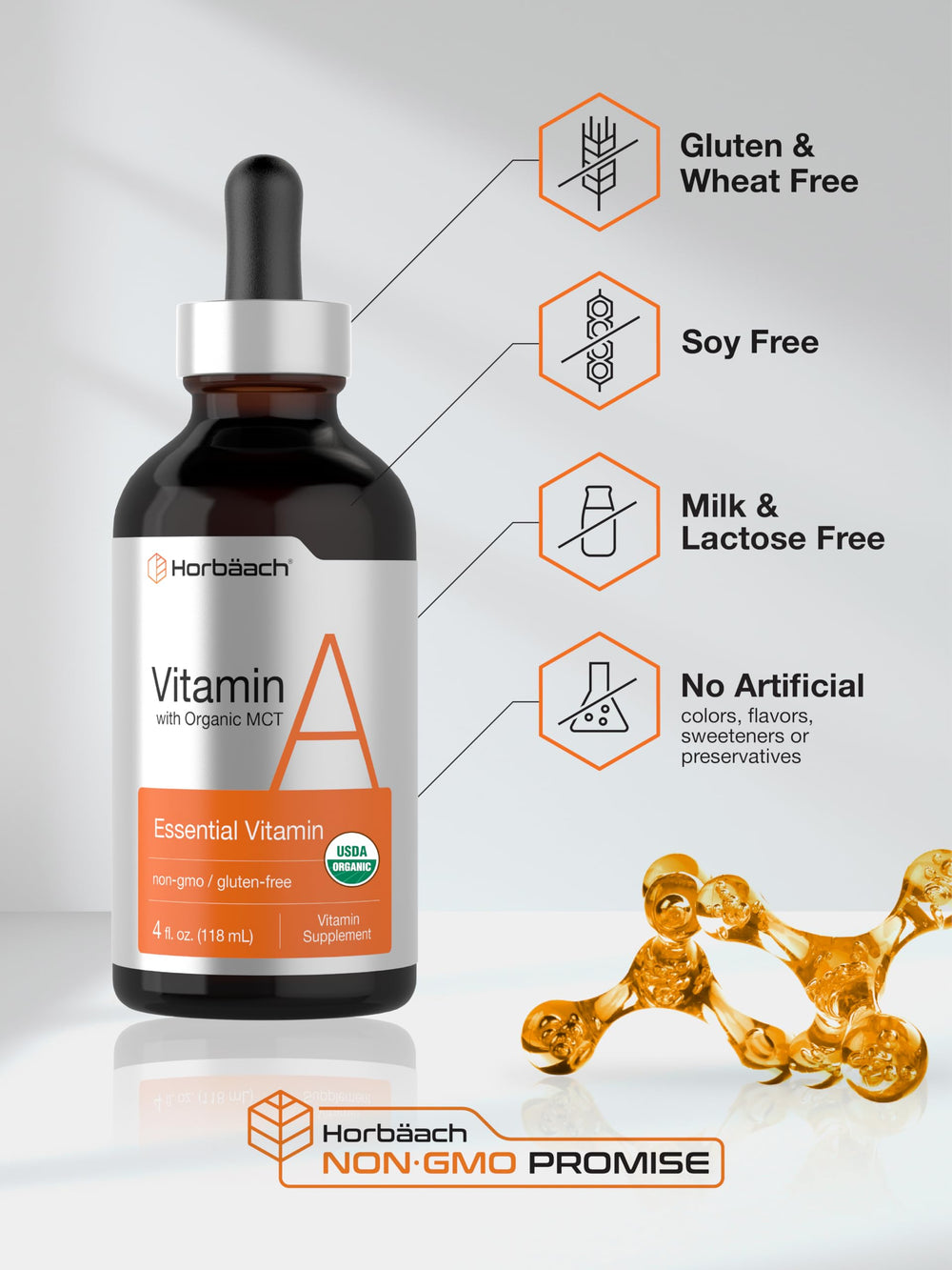 Supplement facts and ingredients for Horbäach Vitamin A Liquid