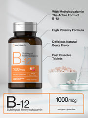 Horbaach Vitamin B12 1000 mcg Sublingual packaging back view