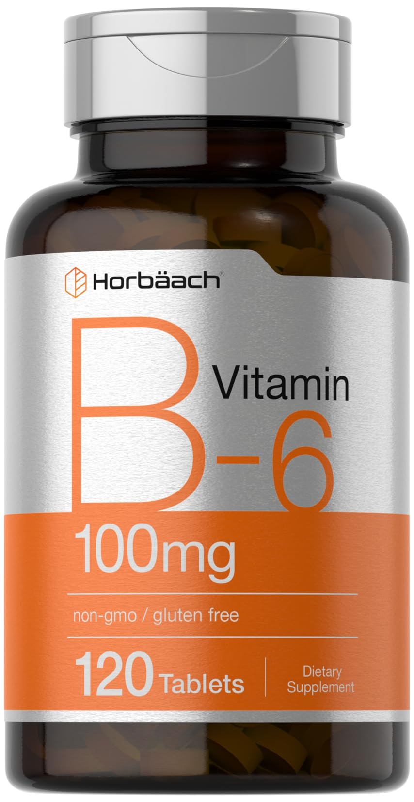 Horbaach Vitamin B6 100mg bottle with label