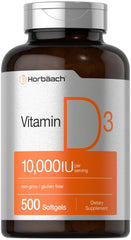 Horbäach Vitamin D3 10,000 IU bottle with 500 softgels