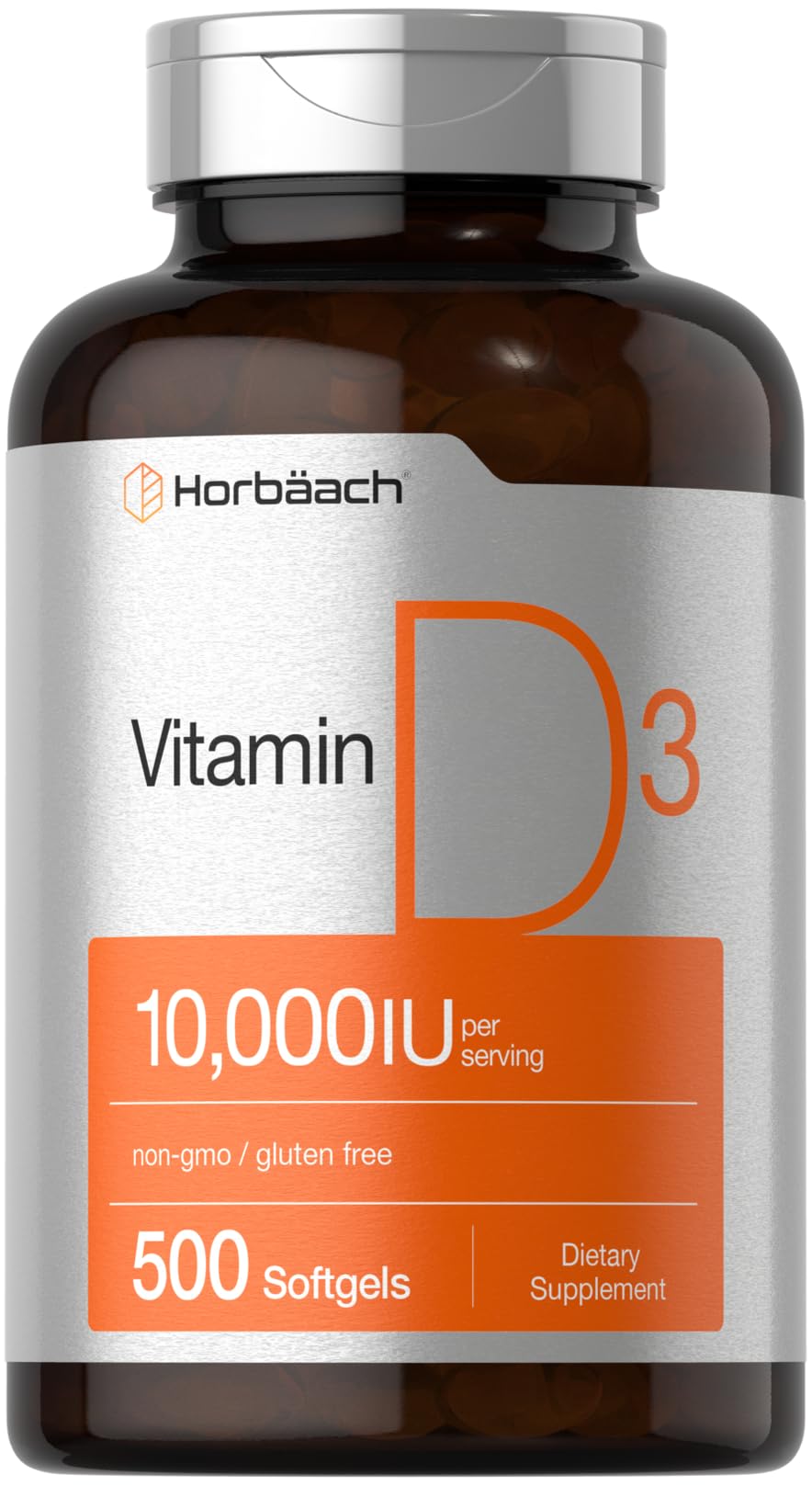 Horbäach Vitamin D3 10000 IU bottle label