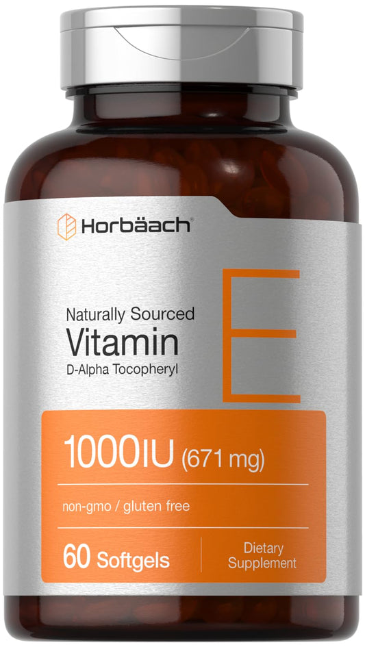 Horbäach Vitamin E 1000 IU softgels bottle – front view