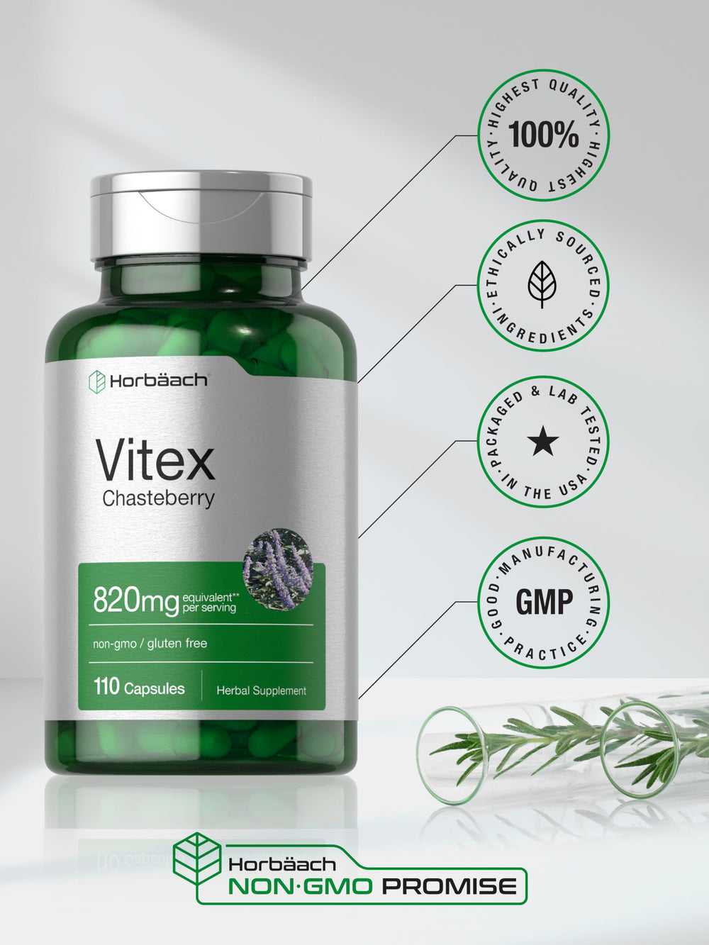 Supplement facts panel and capsules on a white background