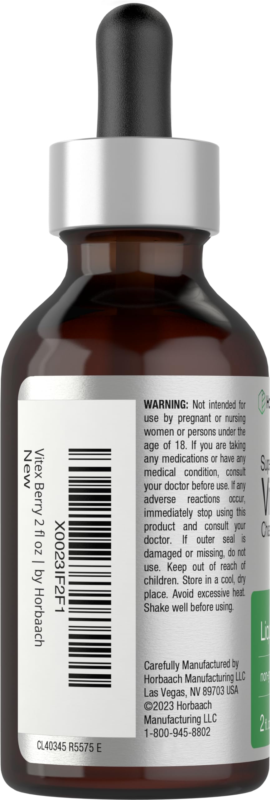 Alcohol-free Horbaach Vitex tincture bottle on white background