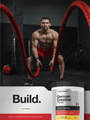 Jar with scoop of Horbäach Creatine Powder