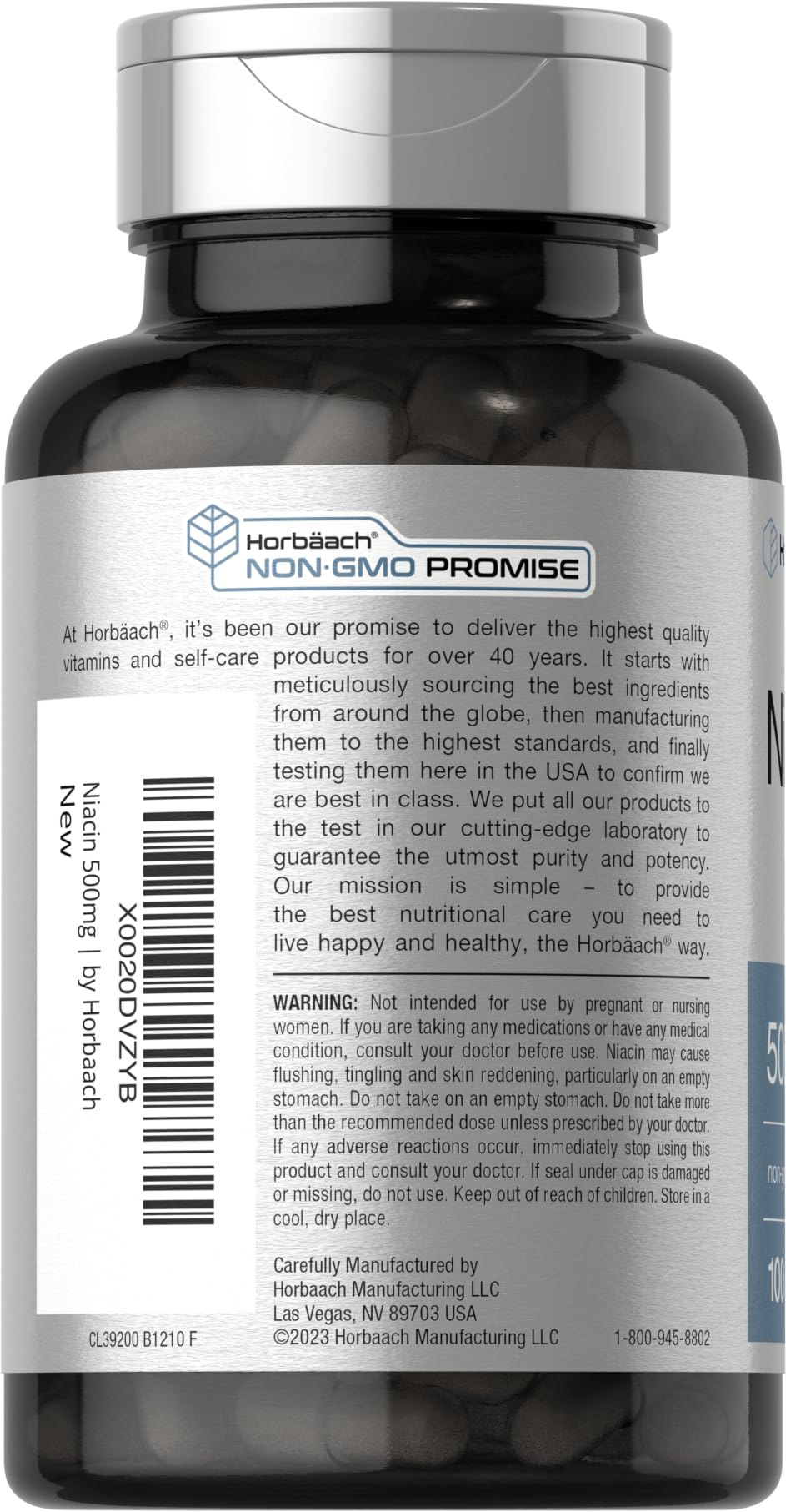 Supplement facts panel showing 500 mg per serving