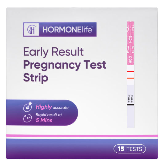 Box of HORMONElife Early Result HCG pregnancy test strips