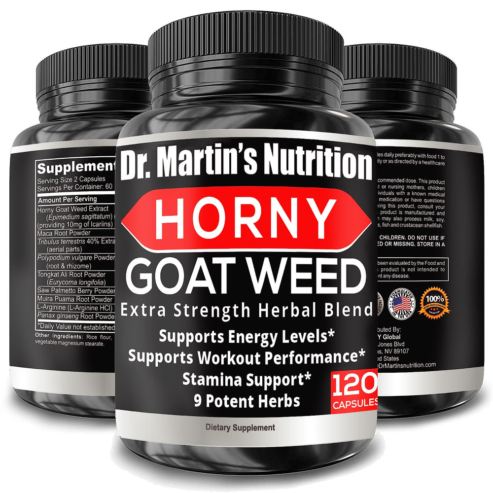 Front view of Super Strength Horny Goat Weed 120 capsules bottle