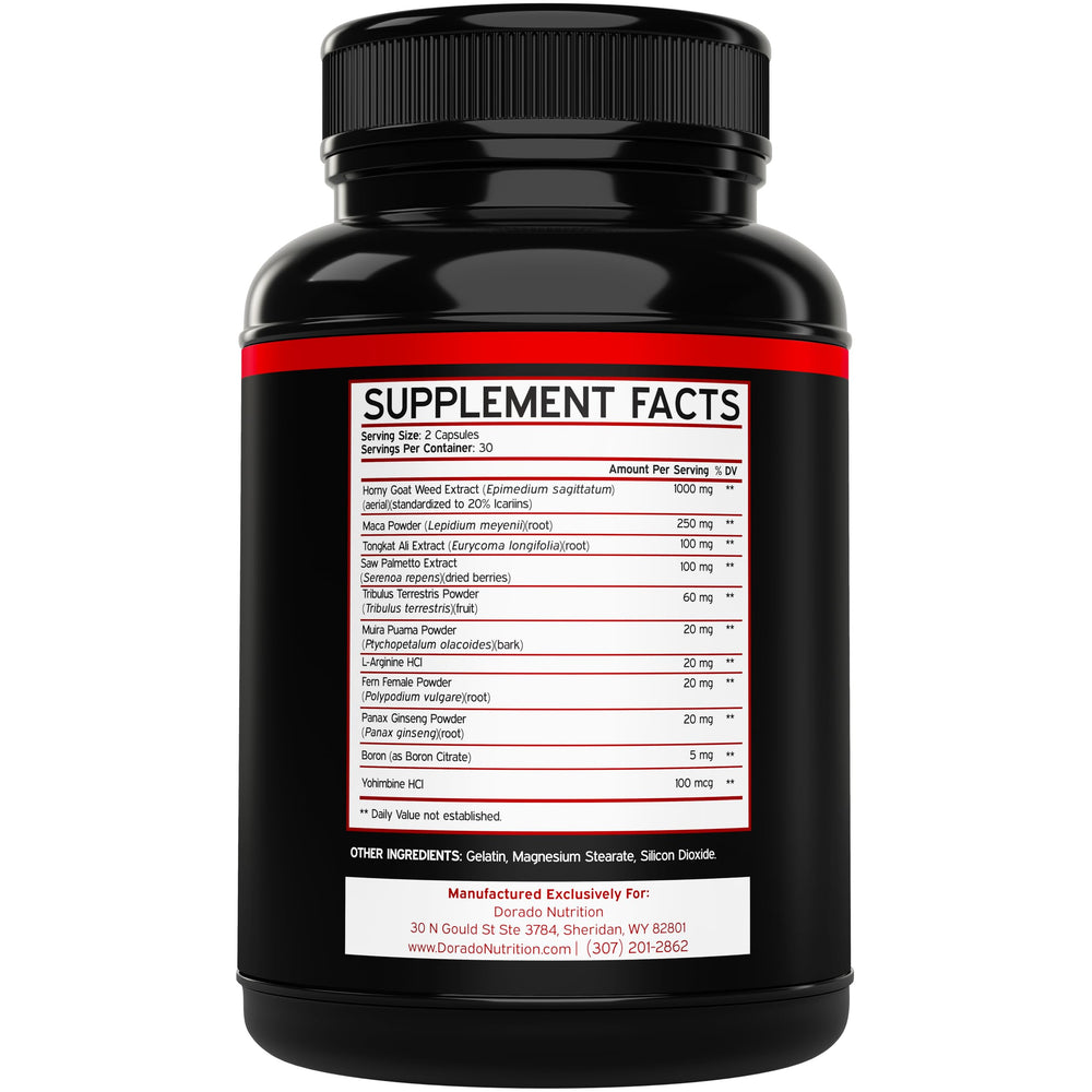 Close-up of Horny Goat Weed packaging for 60-count bottle