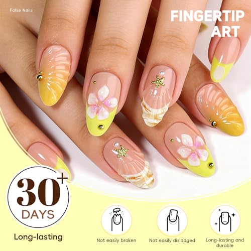 HOSAILY shell rhinestones and gold beads for coastal glamour nails