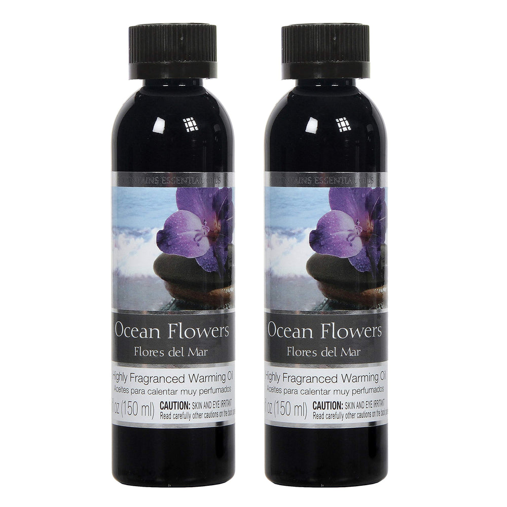 Hosley Set of 2 Ocean Flowers Fragrance Warming Oils, 5 oz each