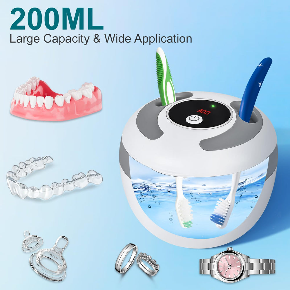Cleaner processing dentures and aligners inside the pod