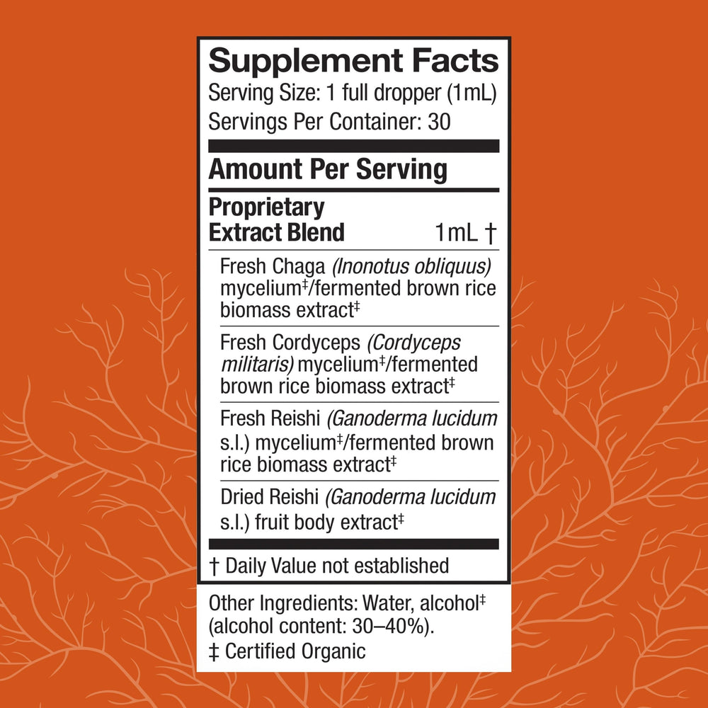 Product label showing ingredients for Host Defense Breathe Extract