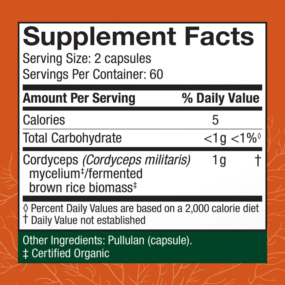 Nutrition label and ingredients on the bottle