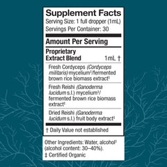 Nutrition facts label of CordyChi Extract