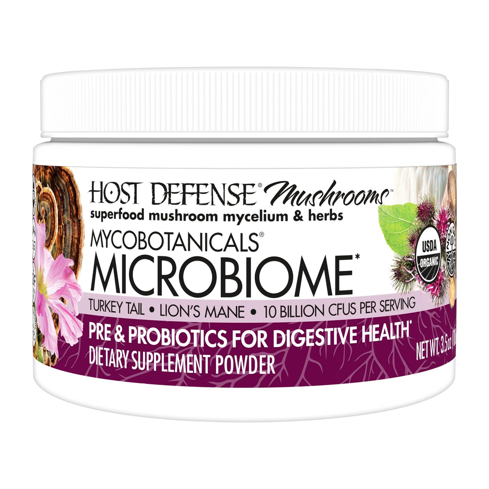 Front view of Host Defense MycoBotanicals Microbiome Powder package