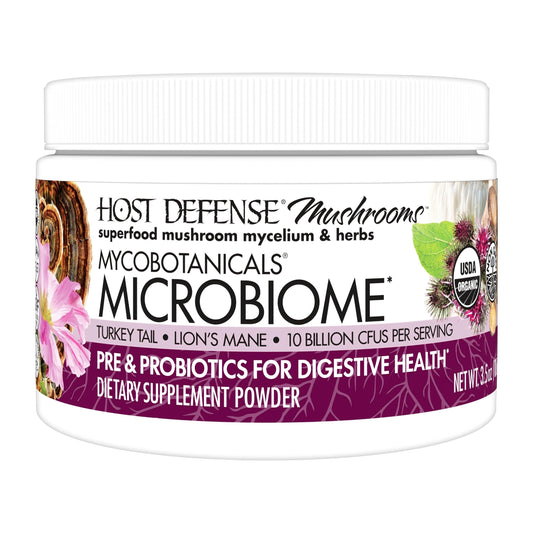 Front view of Host Defense MycoBotanicals Microbiome Powder package