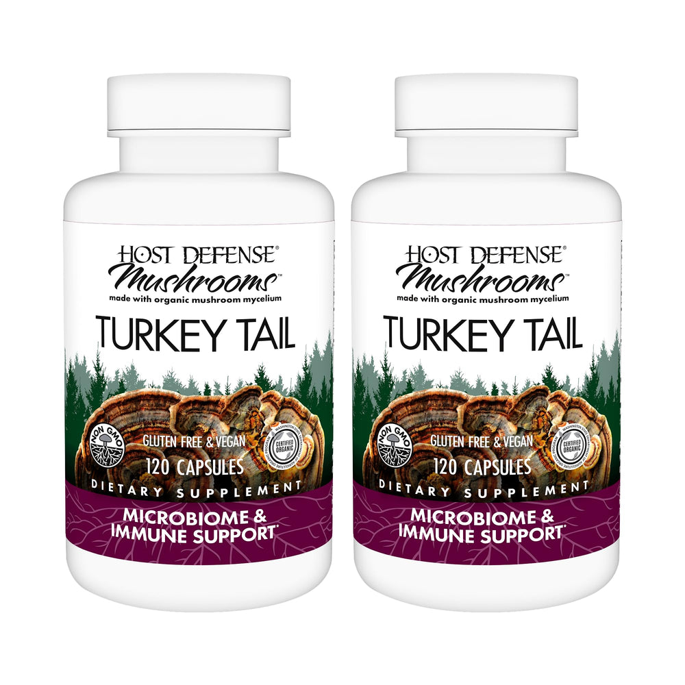 Host Defense Turkey Tail Capsules 240-count pack - two 120-count bottles (hero image)