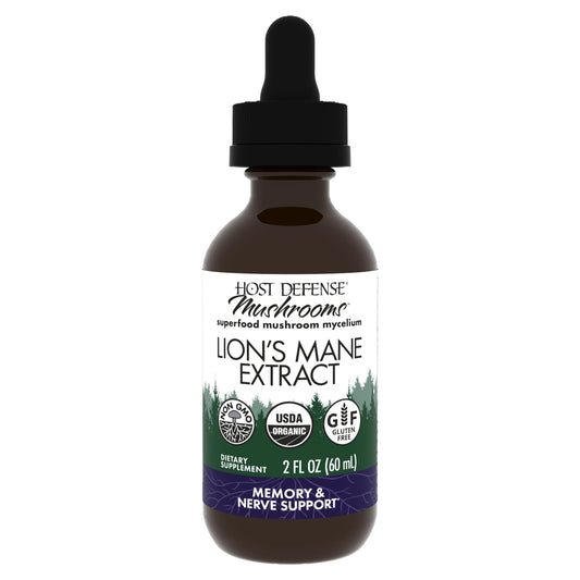 Host Defense Lions Mane Extract bottle label