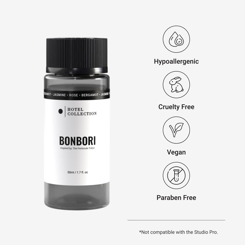 Hotel Collection Bonbori diffuser oil pour demonstrates easy scent setup for diffusion.