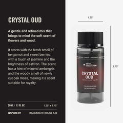 Close-up of Crystal Oud Pro-Pod bottle label