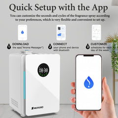 Diffuser control: touch screen and Bluetooth app