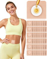 Close-up of HOTRYEE 54PCS Castor Oil Patches for Belly Button beige square patch