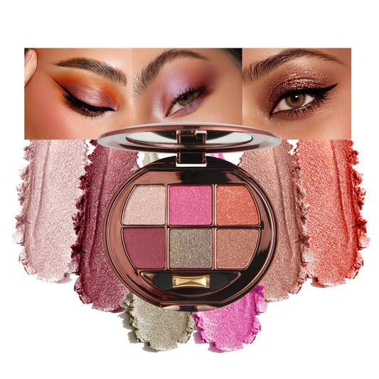 Houksouml 6-color shimmer palette in soft pearlescent neutrals for everyday to glam looks