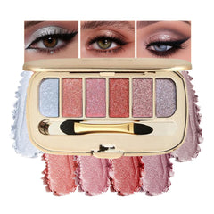 Houksouml Glitter Eyeshadow Palette in six colors for radiant day-to-night looks.