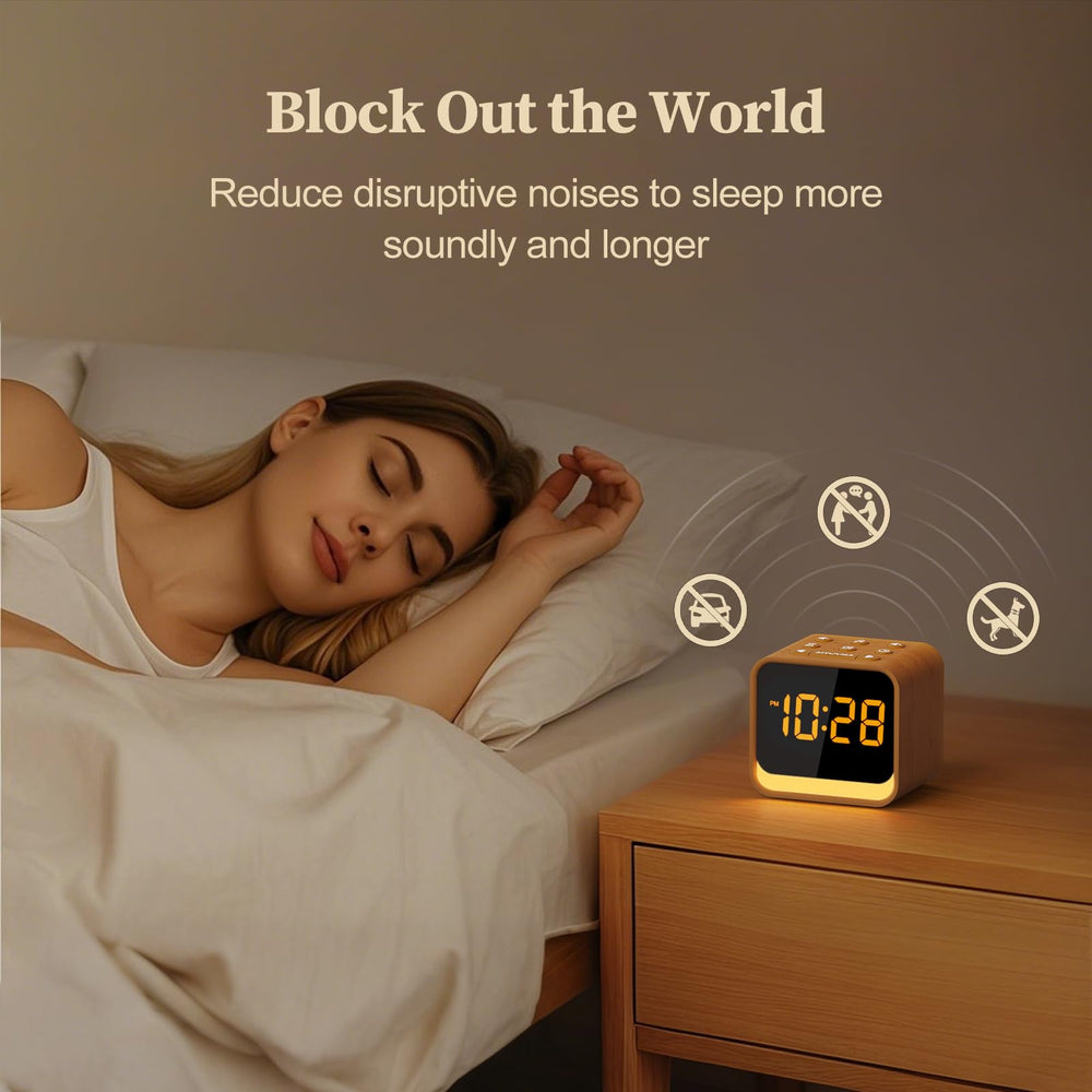 Housbay white-noise feature emphasizes sleep masking ambient noise and stress-free rest.