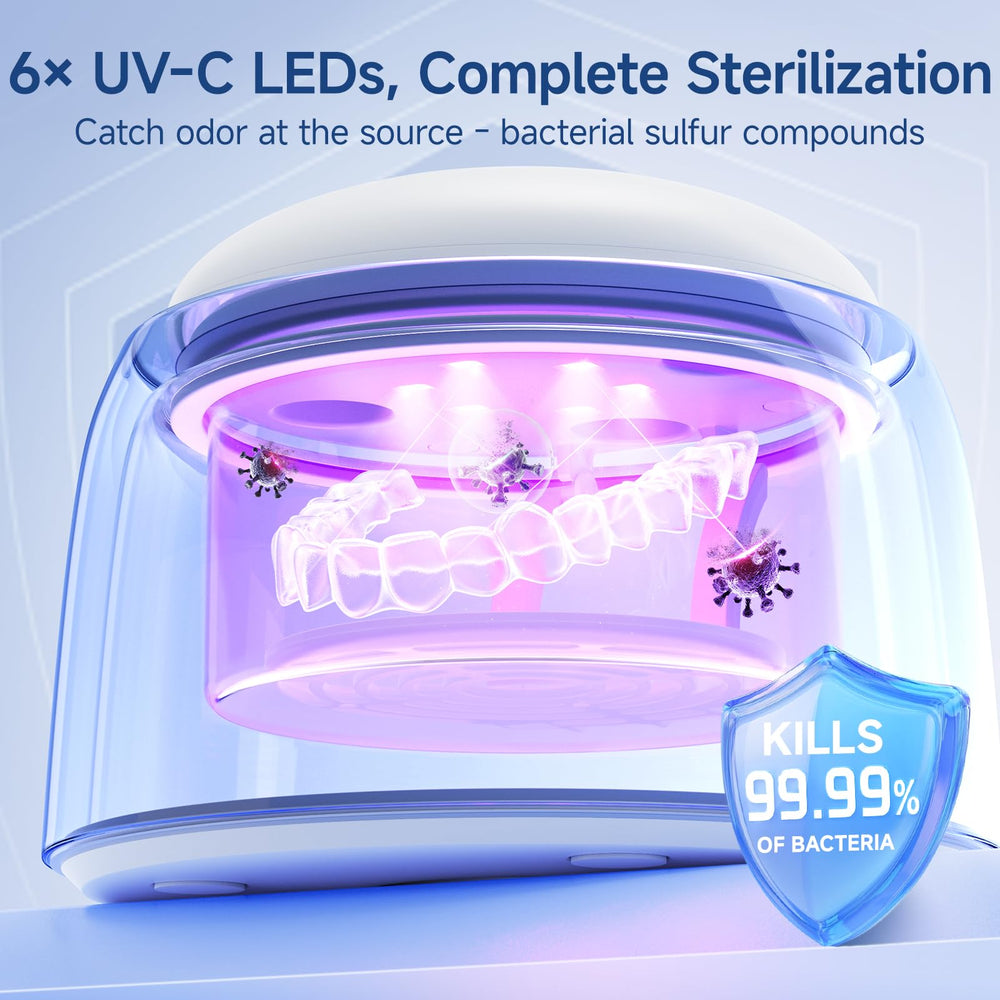 Six UV cleaning lamps visible inside the cleaning chamber