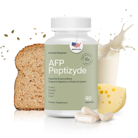 Houston Enzymes AFP Peptizyde bottle label with protein-digestive enzymes
