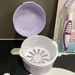 Howinn denture bath case purple – travel-friendly size in purple
