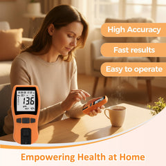 Side view of portable hemoglobin meter with auto-eject strips.