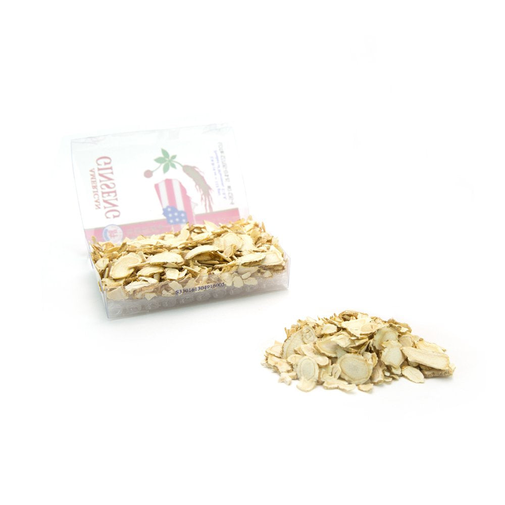 Ginseng slices arranged in protective tray
