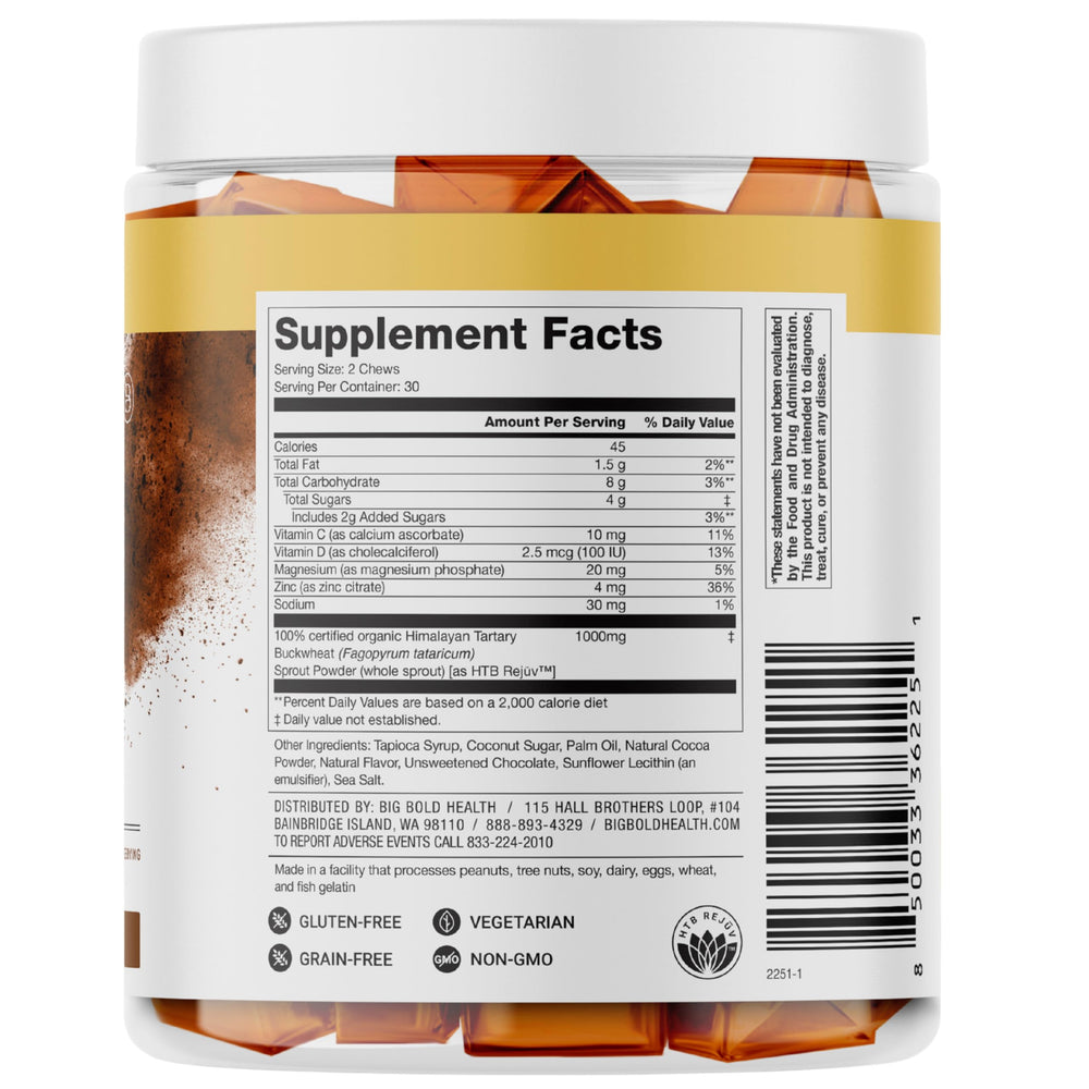 Serving suggestion showing two chews daily