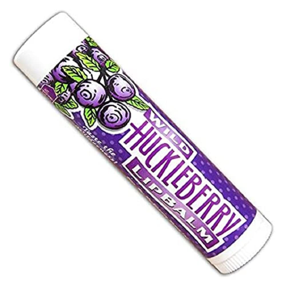 Huckleberry Haven Wild Huckleberry Lip Balm tube front with SPF 15 protection.