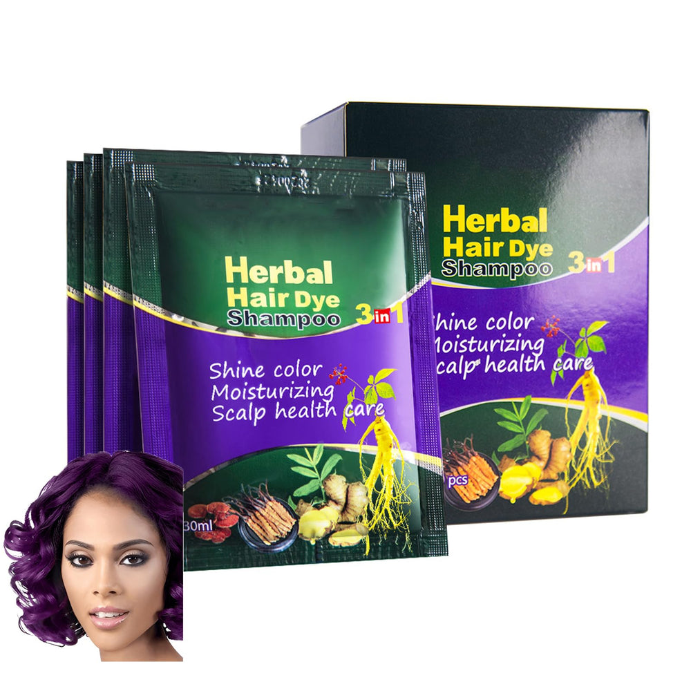 HUDABABY Purple Hair Dye Shampoo bottle for easy at-home gray coverage.