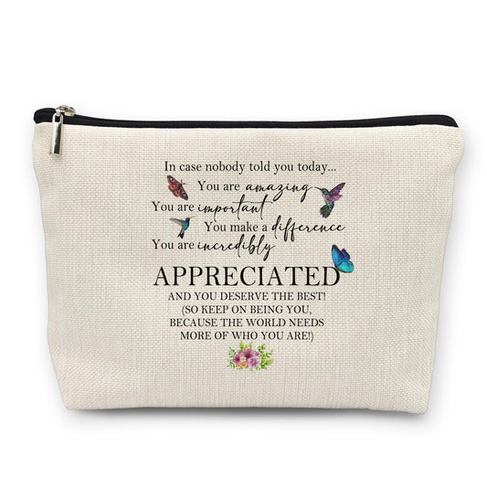 huester makeup bag front view, ideal for everyday essentials on the go.