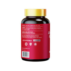 Close-up of 60 softgels capsules with HUJ Krill Oil bottle