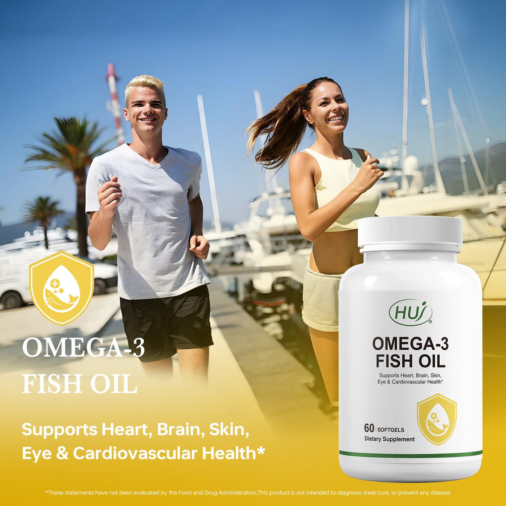 Icons representing heart, brain, and eyes for omega-3 support