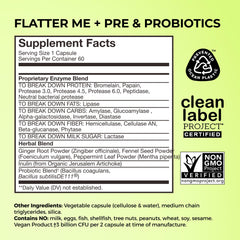 Close-up of Flatter Me digestive enzyme capsules