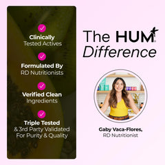 60-count bottle of HUM Hair Growth Gummies on a clean surface