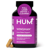 Bottle of HUM Wing Man Liver Support Supplement against a white background